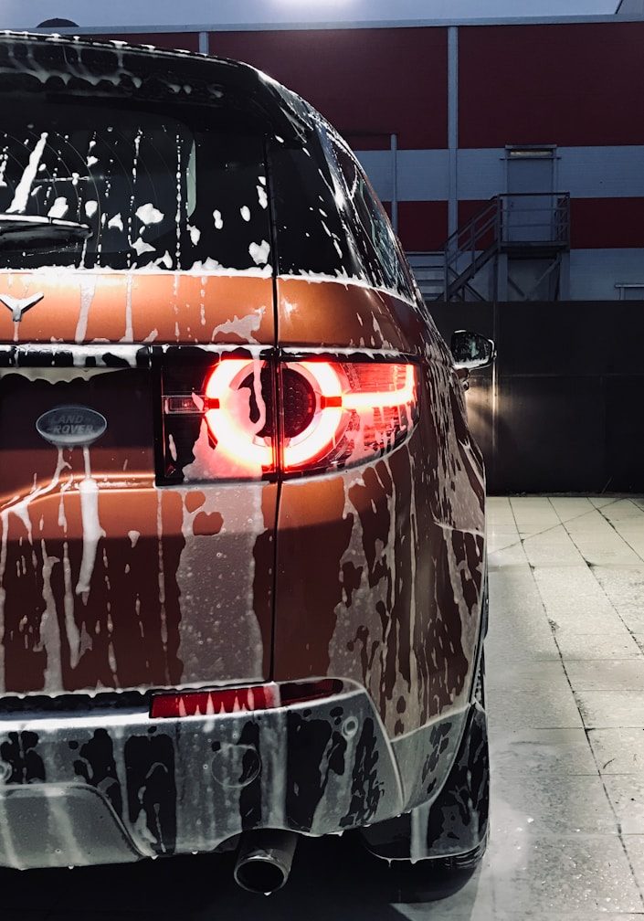 black car with orange light